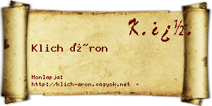 Klich Áron névjegykártya